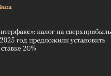 «Интерфакс»: налог на сверхприбыль за 2025 год предложили установить по ставке 20%
